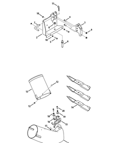 Chute And Mounting 44 Inch (3000 Series) Diagram and Parts List for 19A40003 100 Cub Cadet Lawn Tractor